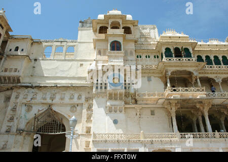 L'avant du Palais de la ville côté Est , Udaipur , Rajasthan , Inde Banque D'Images