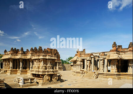 Char à l'intérieur de Shri Vijaya Vitthala temple , 15e siècle , Hampi Vijayanagar, Dist Bellary , Karnataka Banque D'Images