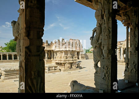 Char à l'intérieur de Shri Vijaya Vitthala temple , 15e siècle , Hampi Vijayanagar, Dist Bellary , Karnataka Banque D'Images