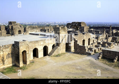 Ruiné de Golconda fort construit par Mohammed Quli Qutb Shah , 16e siècle , Hyderabad Andhra Pradesh, Inde Banque D'Images