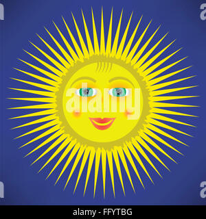 L'icône jaune soleil Dessin Animé Banque D'Images