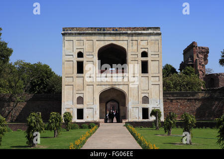 Bu Halima gate a conduit à la tombe de jardin Bu Halima dans Tombe de Humayun complexe , Delhi , Inde UNESCO World Heritage Site Banque D'Images