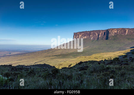 Tablemountain Roraima avec les nuages, le Venezuela, l'Amérique latine. Banque D'Images