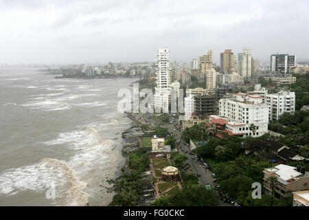 Vue aérienne de Bandra Face mer connue sous le nom de Band Stand de Bandra dans banlieue ouest de Bombay Inde Maharashtra Mumbai maintenant Banque D'Images