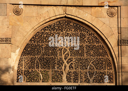 Arbre de vie Jali dans la mosquée Sidi Saiyed, Sidi Saiyyyid ni Jali, Ahmedabad, Gujarat, Inde, Asie Banque D'Images