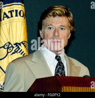 Washington, DC., USA, 1er octobre, 1990 Acteur Robert Redford au National Press Club, déjeuner. Credit : Mark Reinstein Banque D'Images