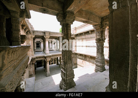 L'étape et Adalaj Vav Ahmedabad Gujarat Inde Asie Gandhi Nagar Banque D'Images