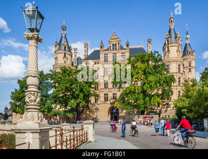 Allemagne, Mecklenburg-Vorpommern, vue du Palais Schwerin romantique Banque D'Images