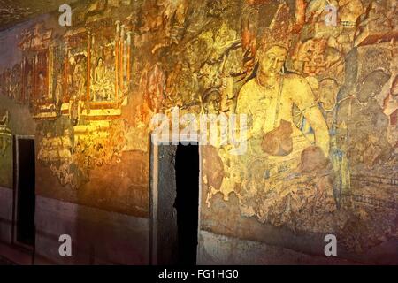 Grottes d'Ajanta grotte bouddhiste à couper le rocher monuments Aurangabad Maharashtra Inde grotte indienne Banque D'Images