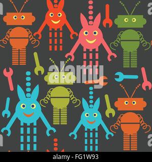 Robots et monstres motif transparent et sans motif dans le menu image vectorielle, swatch Illustration de Vecteur