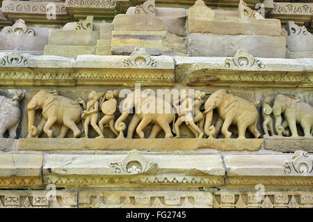 La bataille le lakshmana temple Khajuraho Madhya Pradesh, Inde Banque D'Images