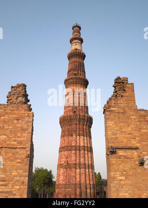 Qutub Minar Delhi ; Inde ; Banque D'Images