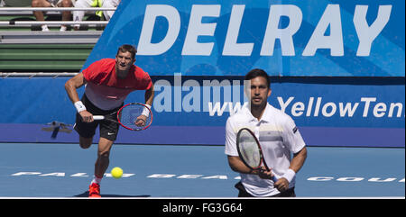 Delray Beach, Florida, USA. Feb 17, 2016. 17 FÉVRIER - Delray Beach, FL : l'équipe de MIRNYI/HUEY et vaincre GONZALEZ/FRYSTENBERG 6376(5) à la 2016 Delray Beach Ouvrir un tournoi ATP Masters 250 tenue au Delray Beach Tennis Center à Delray Beach, en Floride. Crédit : Andrew Patron/Zuma Wire Crédit : Andrew Patron/ZUMA/Alamy Fil Live News Banque D'Images