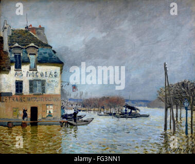 L'INONDATION À PORT MARLY - INONDATIONS À PORT MARLY Alfred Sisley (1839 - 1899) France impressionnistes français / anglais Banque D'Images