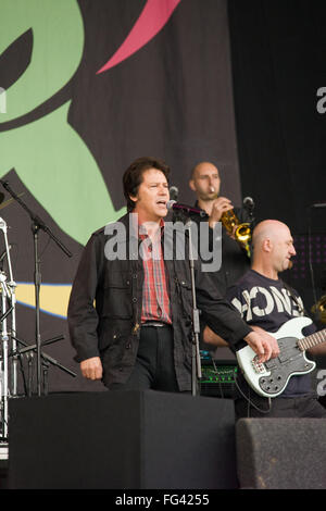 Shakin' Stevens effectuant au festival de Glastonbury 2008, Somerset, Angleterre, Royaume-Uni. Banque D'Images