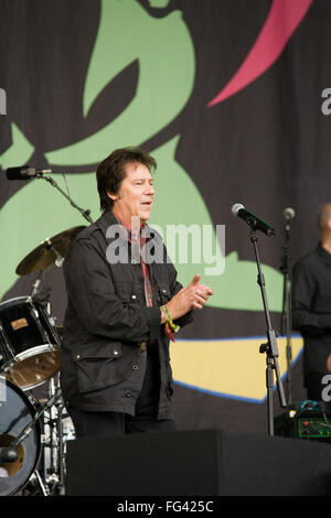 Shakin' Stevens effectuant au festival de Glastonbury 2008, Somerset, Angleterre, Royaume-Uni. Banque D'Images