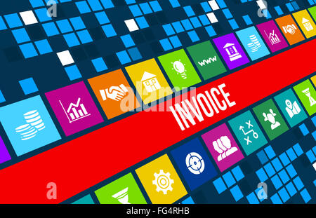 Image concept de facture avec les icônes et copyspace. Banque D'Images