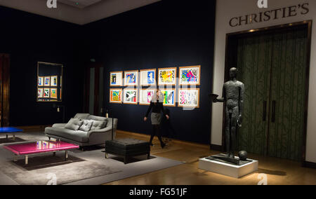 Londres, Royaume-Uni. 17 février 2016. Le Queen Anne's Gate : fonctionne à partir de la Collection d'Art de Sting et Trudie Styler sera mis aux enchères chez Christie's à Londres le 24 février 2016. Formé plus de 20 ans et installé à leur ancienne maison familiale à Queen Anne's Gate à Londres. Banque D'Images