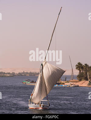 Une Felouque naviguant sur le Nil en Egypte Banque D'Images