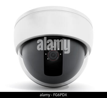 Caméra dôme blanc isolé sur fond blanc. Banque D'Images