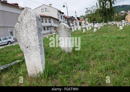 Cimetière Musulman dans la ville de Sarajevo, Bosnie-Herzégovine Banque D'Images