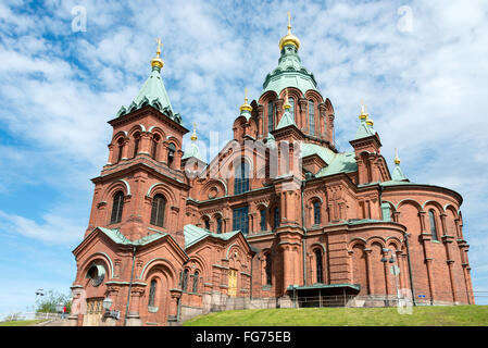 La Cathédrale Orthodoxe Uspenski katedraali Uspenskin (), Kanavakatu, Helsinki, Uusimaa, Région de la République de Finlande Banque D'Images