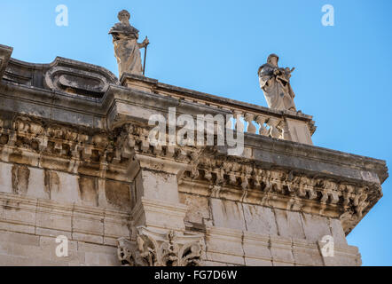 Détails de la cathédrale de l'Assomption de la Vierge Marie sur la vieille ville de la ville de Dubrovnik, Croatie Banque D'Images