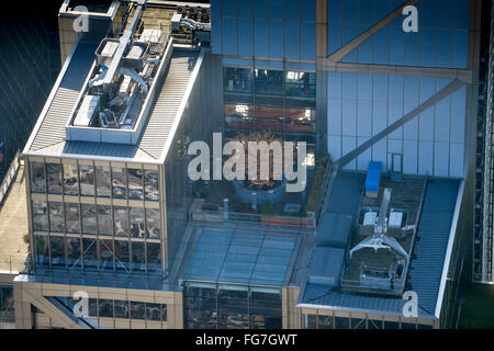 Un gros plan vue aérienne de l'Heron Tower ou 110 Bishopsgate, Londres Banque D'Images