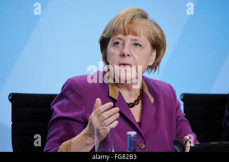 Merkel reçoit les dirigeants de l'organisation économique Banque D'Images