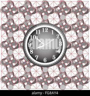 Abstract background pattern avec horloge murale moderne Banque D'Images