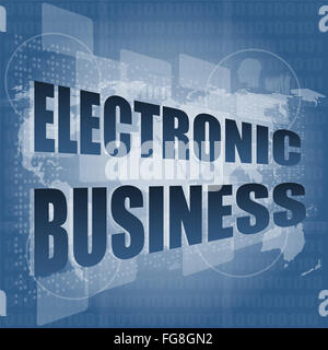 Mot d'affaires électroniques sur écran tactile numérique Banque D'Images
