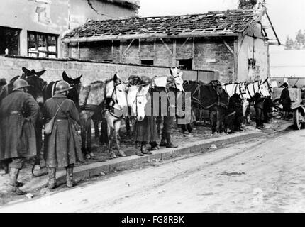 Le tableau de la propagande nazie montre des formations françaises démobilisées dans la ville de Bizerte, en Tunisie, occupée par des troupes germano-italiennes. La photo a été prise en décembre 1942. Fotoarchiv für Zeitgeschichte - PAS DE SERVICE DE VIREMENT - Banque D'Images