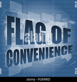 Pavillon de complaisance mot sur digital touch screen Banque D'Images