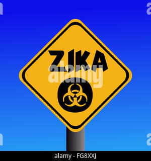 Zika virus warning sign on blue illustration Banque D'Images