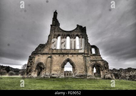 Byland Abbey, dans le Yorkshire, l'abbaye abandonnée Banque D'Images