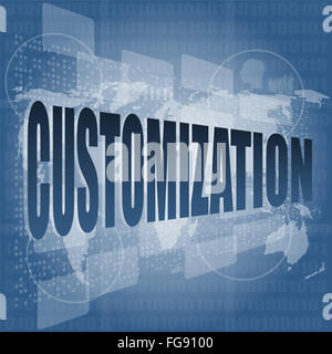 Mot de personnalisation sur écran tactile binaire numérique Banque D'Images