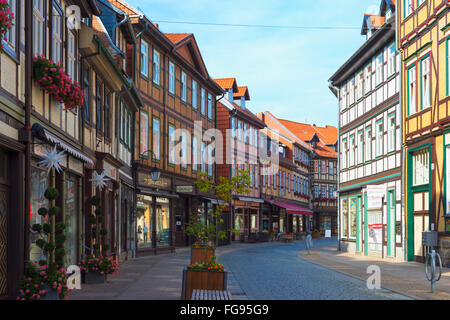 Maisons à colombages, Wernigerode, Harz, Saxe-Anhalt, Allemagne Banque D'Images