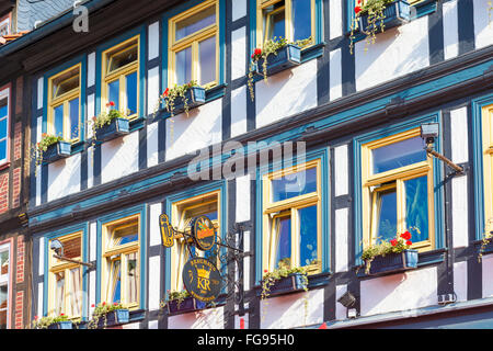 Maisons à colombages, Wernigerode, Harz, Saxe-Anhalt, Allemagne Banque D'Images