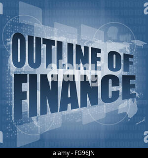 Aperçu des finances mots on digital touch screen interface Banque D'Images