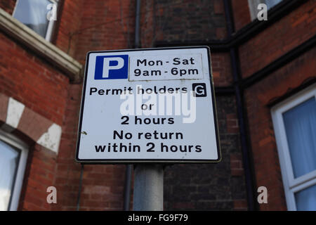 Parking résidents sign in Hastings, East Sussex, UK Banque D'Images