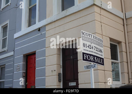 Une chambre à coucher appartement à vendre à Hastings, East Sussex Banque D'Images