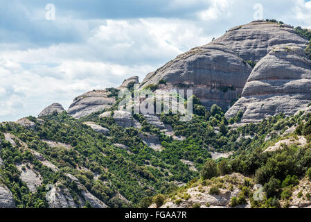 Vue aérienne de Montserrat, près de abbaye bénédictine Santa Maria de Montserrat, Monistrol de Montserrat, en Catalogne, Espagne Banque D'Images