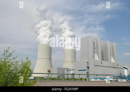 Lignite (lignite) Powered by power plant Kraftwerk Lippendorf près de Leipzig, Saxe, Allemagne Banque D'Images