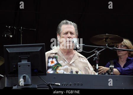 Brian Wilson, pyramide étape , Glastonbury Festival 2005, Somerset, Angleterre, Royaume-Uni. Banque D'Images