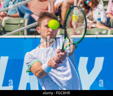 Delray Beach, Florida, US. 16Th Jun 2016. Wild card professionnel tennis TIM SMYCZEK se rallièrent à oust n° 7 seed Donald Young à l'ATP World Tour Delray Beach Ouvrir dans Delray Beach, Floride 1-6, 7-6 (2), 6-2 l'avance pour la finale. Credit : Arnold Drapkin/ZUMA/Alamy Fil Live News Banque D'Images