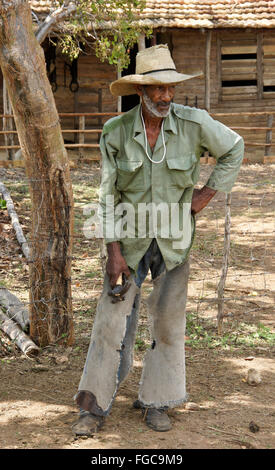 Portrait d'un vieux cowboy, vallée de los Ingenios (Vallée des moulins à sucre), Trinidad, Cuba Banque D'Images