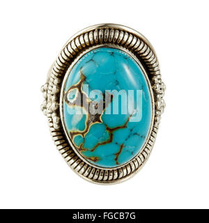 Bague argent et turquoises Banque D'Images