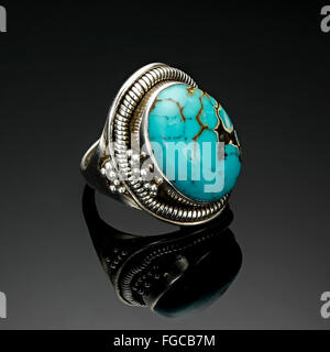 Bague Turquoise Argent antique Laguna Banque D'Images