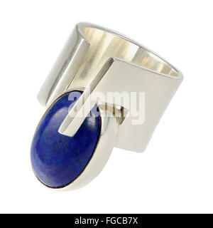 Bague argent avec lapiz lazuli Banque D'Images