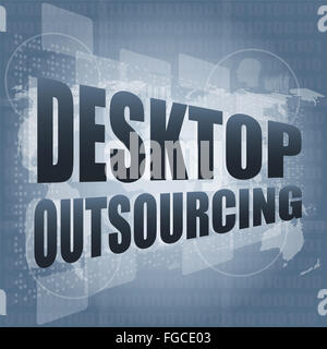 Sous-traitance bureau word on digital touch screen Banque D'Images